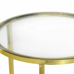 Cheapest ✔️ L3 Home Bianka Polished Gold Round Glass Side Table - To Australia 🎁 -L3 Home Sales 82d3fea63d6a434eac1d2d2b95161bd8