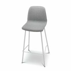 Deals 💯 L3 Home Sadel Set Of 2 65cm Grey Fabric High Back Barstools With White Steel Legs - To Australia 🤩 -L3 Home Sales 83a922d0b2b5439b8d42893171f21328