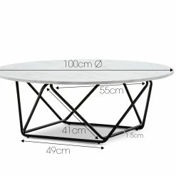 Discount 😍 L3 Home Aria White Marble & Black Round Coffee Table - To Australia 🎁 -L3 Home Sales 87a0fd79ca534f1aadd1c862d9a332ac
