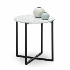 New 🎁 Australia Sale - L3 Home Ellie White Marble & Black Round Side Table ✨