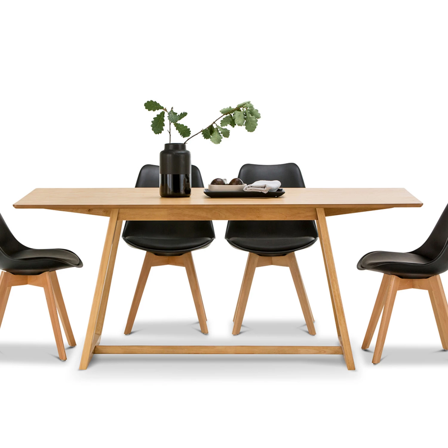 Best Pirce ⭐ Australia Sale - L3 Home Manhattan 5 Piece Natural Oak Dining Set With Replica Black Padded Eames Chairs ✔️ 3 Best Pirce ⭐ Australia Sale - L3 Home Manhattan 5 Piece Natural Oak Dining Set With Replica Black Padded Eames Chairs ✔️