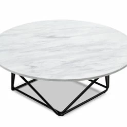 Discount 😍 L3 Home Aria White Marble & Black Round Coffee Table - To Australia 🎁 -L3 Home Sales 89316f0a6b814648979ed29024653ddf