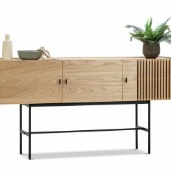 Brand new 👍 Australia Sale - L3 Home Xaviar Array Natural Oak & Black 3 Door Sideboard Buffet 😀