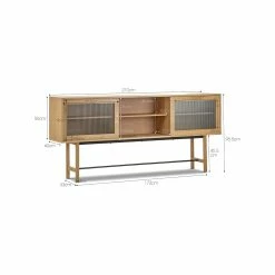 Discount 🥰 Australia Only - L3 Home Arae 3 Door Fluted Glass Designer 210cm Large Sideboard Buffet In Natural Oak 🤩 -L3 Home Sales 8b196c77b1f94593b6b378cee5def407