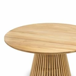 Cheapest 🤩 L3 Home Pedie Round 120cm Natural Solid Teak Wood Slat Dining Table - To Australia 😀 -L3 Home Sales 8b9eaff78c3941ce989ea6e6c70f67cd