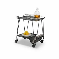 Coupon ⌛ Australia Sale - L3 Home Kian Matte Black Steel Bar Cart Drink Trolley 🎁 -L3 Home Sales 8fc0bad1e88f4a6ba6746464c9b8f087
