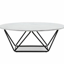 Discount 😍 L3 Home Aria White Marble & Black Round Coffee Table - To Australia 🎁 -L3 Home Sales 95bfd2f3a2ec4707925b44532365d761