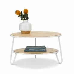 Best deal 🌟 L3 Home Macy White & Natural Oak Round Shelf Coffee Table - To Australia 🎁