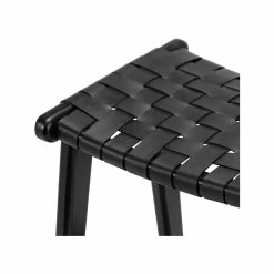 Flash Sale 💯 L3 Home Lazie 66cm All Black Leather Strapping Barstool In Solid Teak Wood - To Australia ✔️ -L3 Home Sales 98934e63fade4ec48048e264c8ced891
