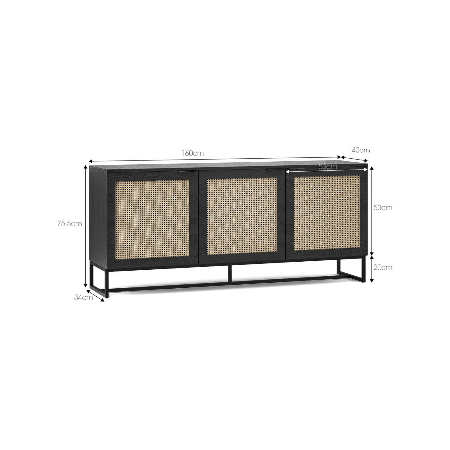 Wholesale π€© Australia Sale - L3 Home Hendrick 3 Door Woven Rattan Sideboard Buffet In Black Oak Wood π₯ 11 Wholesale π€© Australia Sale - L3 Home Hendrick 3 Door Woven Rattan Sideboard Buffet In Black Oak Wood π₯ - Image 9