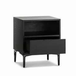 Coupon ❤️ Australia Only - L3 Home Kiara 1 Drawer Dark Charcoal Ashwood Open Shelf Bedside Table 🔥 -L3 Home Sales 9f850edd73f34f76bc58cc6981ced137