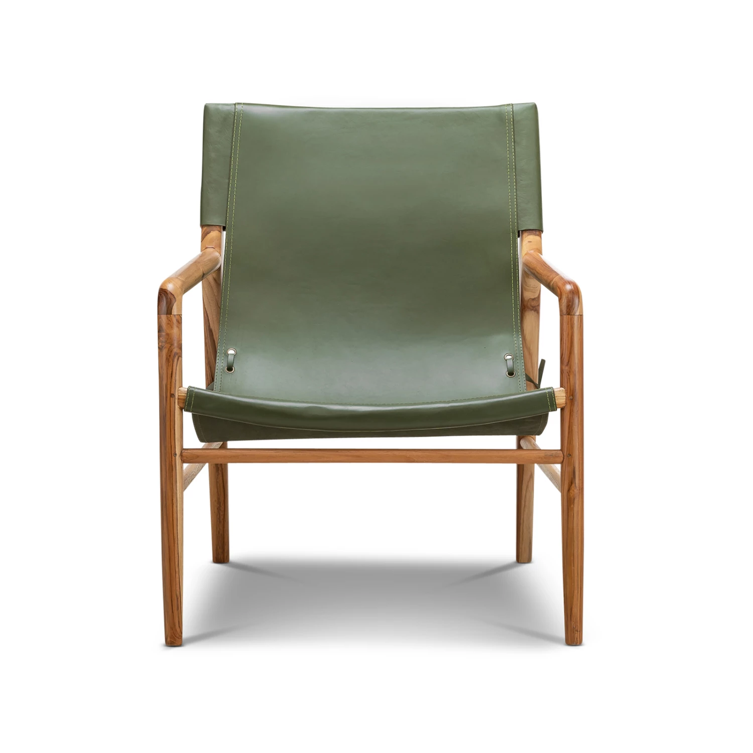 Best Sale π L3 Home Norah Leather Sling Armchair In Olive Green With Solid Teak Wood Dark Olive Green - To Australia π 5 Best Sale π L3 Home Norah Leather Sling Armchair In Olive Green With Solid Teak Wood Dark Olive Green - To Australia π - Image 3