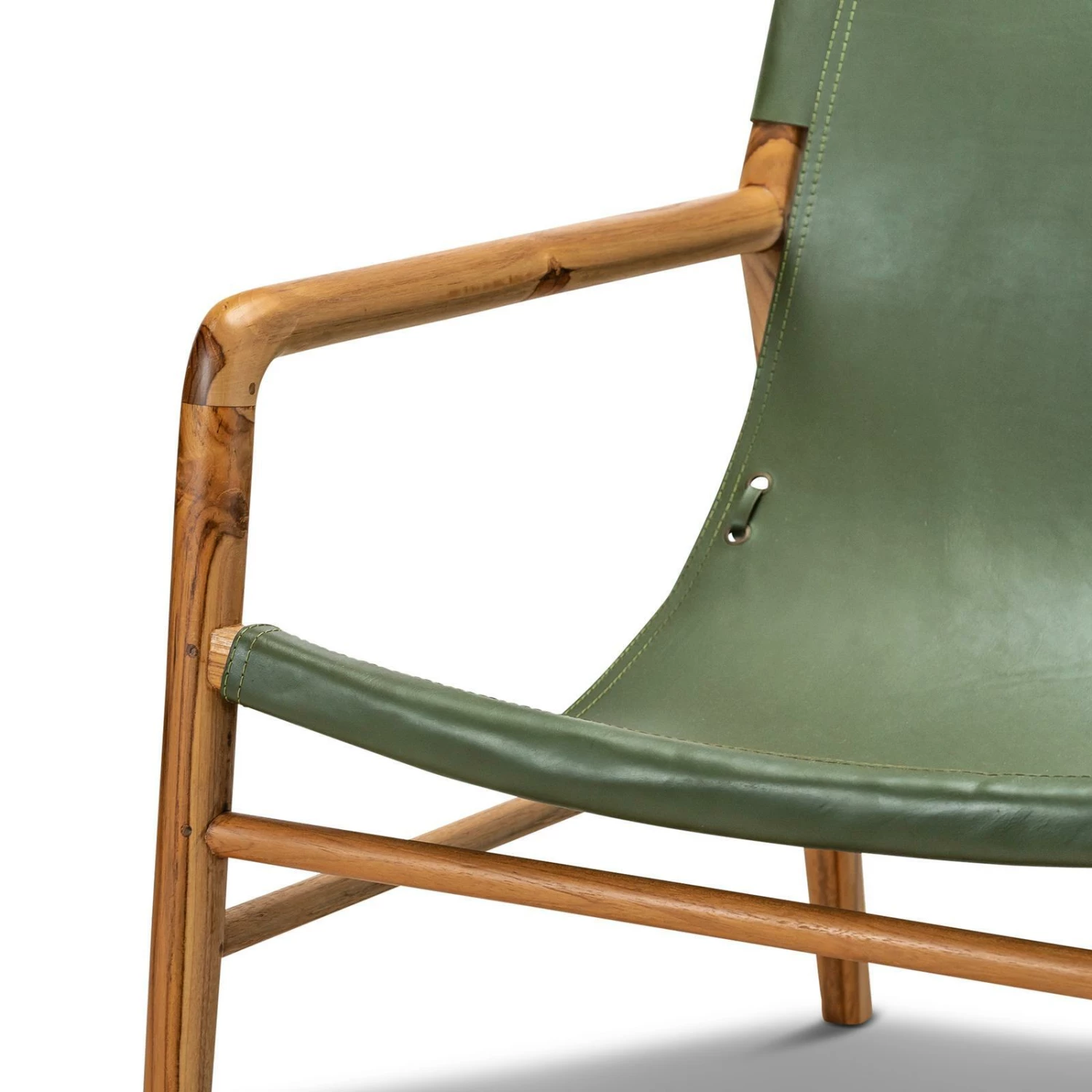 Best Sale π L3 Home Norah Leather Sling Armchair In Olive Green With Solid Teak Wood Dark Olive Green - To Australia π 9 Best Sale π L3 Home Norah Leather Sling Armchair In Olive Green With Solid Teak Wood Dark Olive Green - To Australia π - Image 7