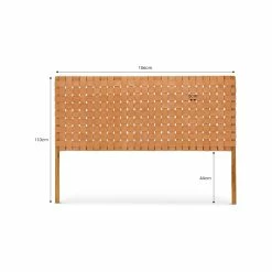 New 🤩 Australia Only - L3 Home Lazie Teak & Natural Tan Leather Strapping Bedhead 😉 -L3 Home Sales a84a7c94cf42490383b65e4b1901c85a