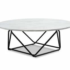 Discount 😍 L3 Home Aria White Marble & Black Round Coffee Table - To Australia 🎁 -L3 Home Sales ae85fdf22dc341169444cad12e588b22