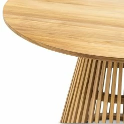 Cheapest 🤩 L3 Home Pedie Round 120cm Natural Solid Teak Wood Slat Dining Table - To Australia 😀 -L3 Home Sales b0a74cc625f54c8f92b1dc572af6ba42