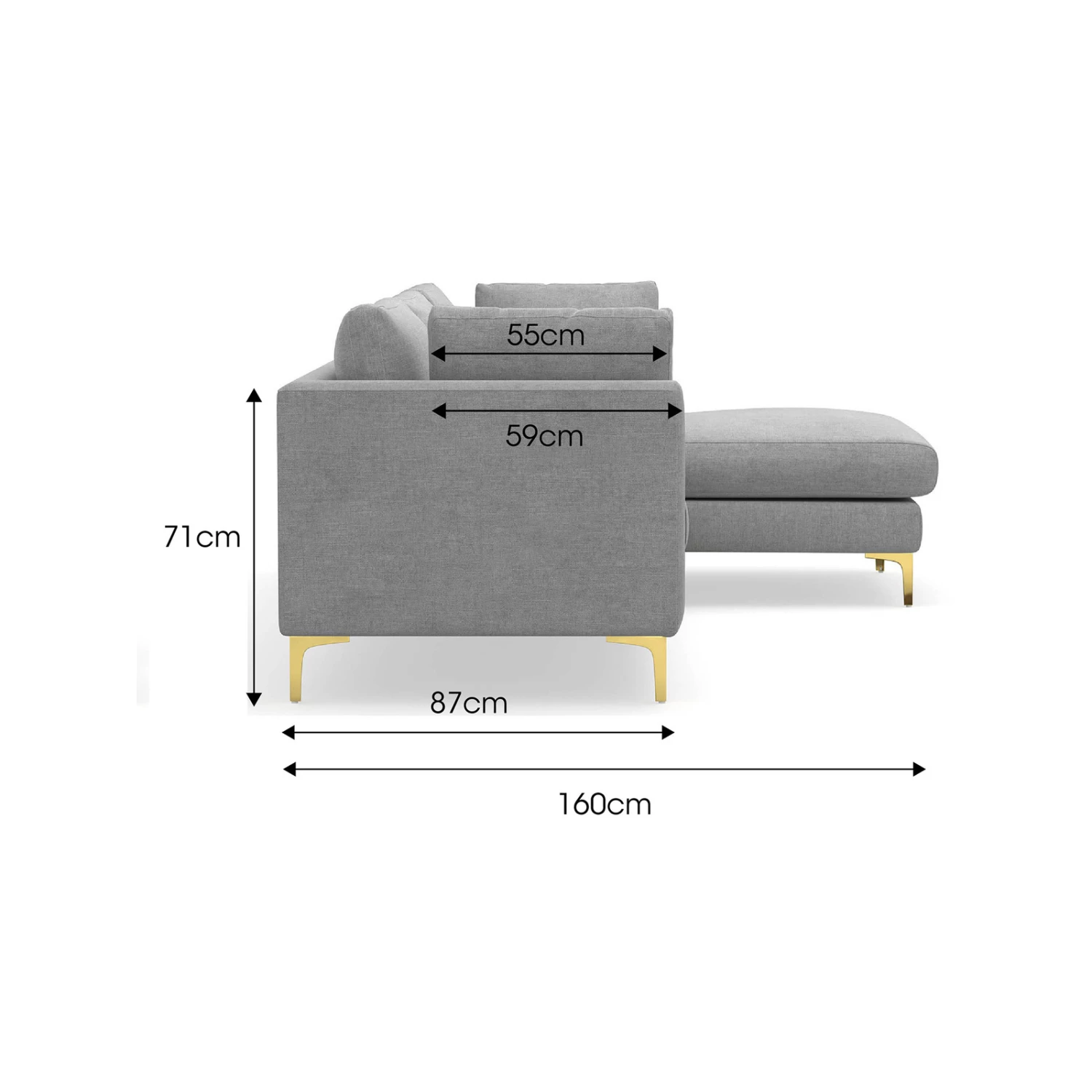 New π₯ L3 Home Alex 3.5 Seater Dove Grey Fabric Sectional Sofa With Right Chaise Lounge Light Grey - To Australia π 12 New π₯ L3 Home Alex 3.5 Seater Dove Grey Fabric Sectional Sofa With Right Chaise Lounge Light Grey - To Australia π - Image 10