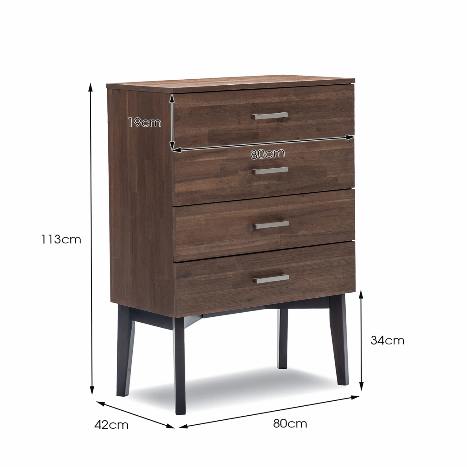 Promo β L3 Home Selena 4 Drawer Acacia Oak Tallboy Chest Dark Brown - To Australia π 8 Promo β L3 Home Selena 4 Drawer Acacia Oak Tallboy Chest Dark Brown - To Australia π - Image 6