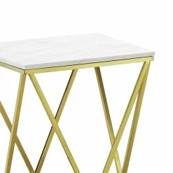 Discount 🤩 Australia Only - L3 Home Vivianne White Marble & Brushed Gold Geometric Side Table ❤️ -L3 Home Sales b5f55d1f02dd47189d5df65bae26c677