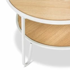 Best deal 🌟 L3 Home Macy White & Natural Oak Round Shelf Coffee Table - To Australia 🎁 -L3 Home Sales b62682cd5d594b09834418d5b56a6c24