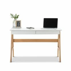 Promo 🥰 Australia Sale - L3 Home Aleksander White & Oak 2 Drawer Writing Desk ⌛