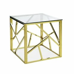 Wholesale 👍 Australia Only - L3 Home Elena Pollished Gold Geometric Glass Cube Side Table ✨ -L3 Home Sales b96606919c1b431d940d08a6febc7b89