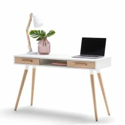 Cheapest 👏 L3 Home Myst Oak & White 2 Drawer Writing Desk - To Australia 💯