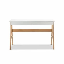 Promo 🥰 Australia Sale - L3 Home Aleksander White & Oak 2 Drawer Writing Desk ⌛ -L3 Home Sales bcf8547f21f940d99757f6a82d891641