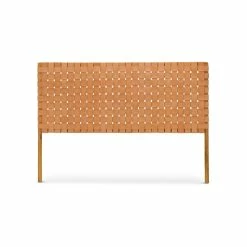 New π€© Australia Only - L3 Home Lazie Teak & Natural Tan Leather Strapping Bedhead π