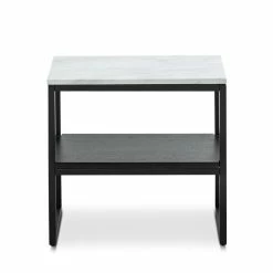 Promo 🧨 Australia Only - L3 Home Ebonie White Marble & Black Square Shelf Side Table 😀 -L3 Home Sales c3900496fe28485aa8842d540dc97025