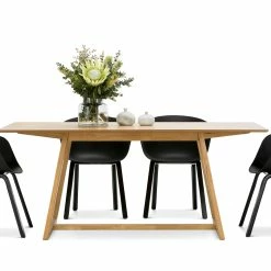 New 🛒 Australia Only - L3 Home Manhattan 5 Piece Natural Oak Dining Set With Replica Black Hay Scoop Chairs 🎁