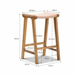 Outlet 😍 Australia Sale - L3 Home Casey 66cm Nude Tan Flat Leather Natural Teakwood Barstool 🛒 -L3 Home Sales c7eaf3f7abcc4a549cb46d5ece998460