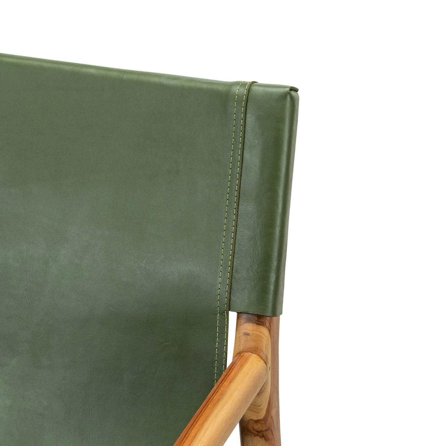 Best Sale π L3 Home Norah Leather Sling Armchair In Olive Green With Solid Teak Wood Dark Olive Green - To Australia π 7 Best Sale π L3 Home Norah Leather Sling Armchair In Olive Green With Solid Teak Wood Dark Olive Green - To Australia π - Image 5