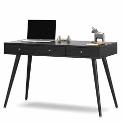 Budget 😉 Australia Sale - L3 Home Einar Black Luxe 3 Drawer Home Office 120cm Writing Study Desk 🔔