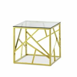 Wholesale 👍 Australia Only - L3 Home Elena Pollished Gold Geometric Glass Cube Side Table ✨ -L3 Home Sales d1253434693e4ba1a3fcf4198a0dedc2