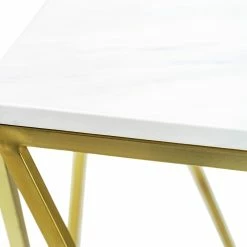 Discount 🤩 Australia Only - L3 Home Vivianne White Marble & Brushed Gold Geometric Side Table ❤️ -L3 Home Sales d40d7089be2f44f2a95bdc1ddf8906d4