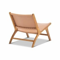 Best Pirce ✨ Australia Sale - L3 Home Casey Nude Tan Flat Genuine Leather Solid Natural Teak Wood Lounge Chair 🥰 -L3 Home Sales d49f4661abfc47c3b81468b9200c9ca4