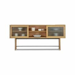 Discount 🥰 Australia Only - L3 Home Arae 3 Door Fluted Glass Designer 210cm Large Sideboard Buffet In Natural Oak 🤩 -L3 Home Sales d601b99d8e4e489c9b7d7b24c518cf10