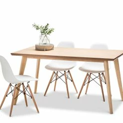Top 10 🥰 L3 Home Bruno 5 Piece Natural Oak Dining Set With Replica White Eames Chairs - To Australia 🔥