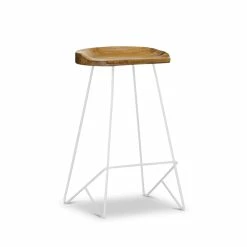 Best Sale 🎁 Australia Sale - L3 Home Neato 66cm White Teak Wood Iron Bar Stool ✨