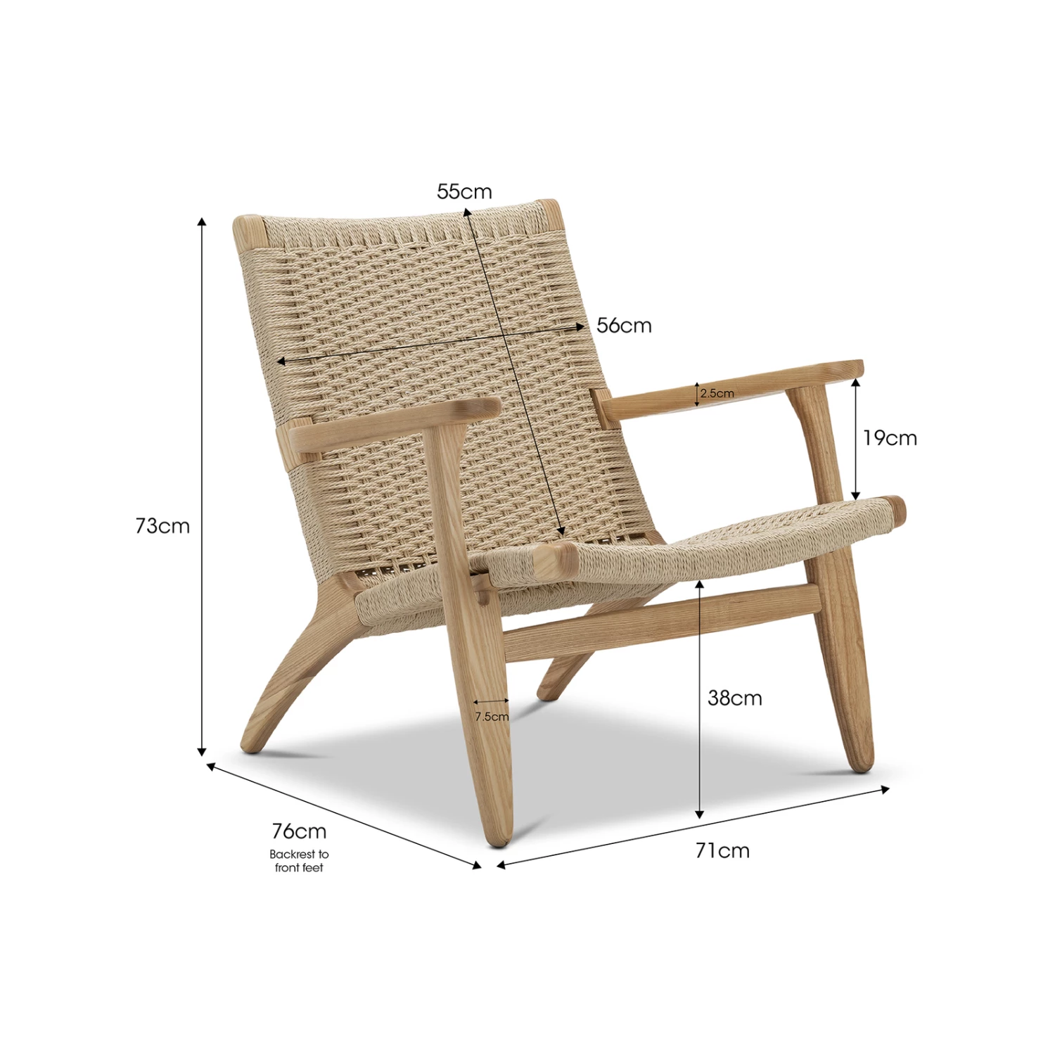 Best deal π Australia Only - L3 Home Miles Natural Solid Ashwood Oak Woven Rope Cord Easy Lounge Chair π 11 Best deal π Australia Only - L3 Home Miles Natural Solid Ashwood Oak Woven Rope Cord Easy Lounge Chair π - Image 9