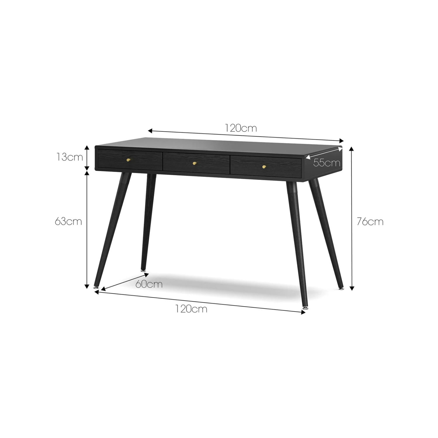 Budget π Australia Sale - L3 Home Einar Black Luxe 3 Drawer Home Office 120cm Writing Study Desk π 11 Budget π Australia Sale - L3 Home Einar Black Luxe 3 Drawer Home Office 120cm Writing Study Desk π - Image 9