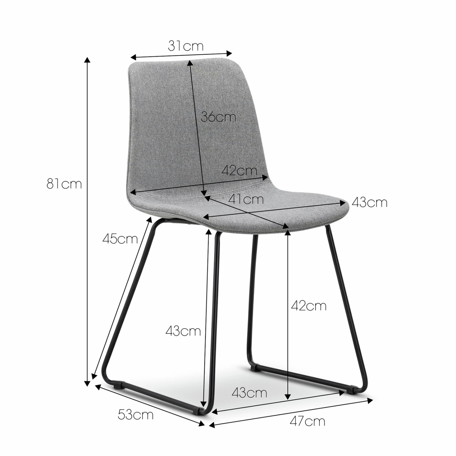 Outlet π― Australia Only - L3 Home Sadel Set Of 2 Grey Fabric Dining Chairs π₯ 12 Outlet π― Australia Only - L3 Home Sadel Set Of 2 Grey Fabric Dining Chairs π₯ - Image 10