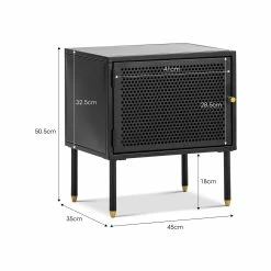 Promo 😀 L3 Home Mesh 1 Door Black Steel Side Table Storage Cabinet - To Australia 👍 -L3 Home Sales e6bd2a54a59e437e8049928b65c31ac3