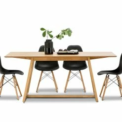 Cheap 🎉 Australia Only - L3 Home Manhattan 5 Piece Natural Oak Dining Set With Replica Black Eames Chairs 🎁