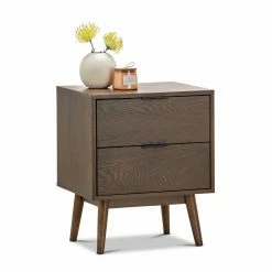 Best Sale 🌟 Australia Sale - L3 Home Stella Walnut 2 Drawer Bedside Table Brown 🛒
