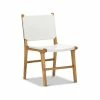 Promo 🌟 L3 Home Casey Set Of 2 White Flat Leather Natural Teak Wood Dining Chairs - To Australia 🛒 -L3 Home Sales ebc6f060a0484db2b4ab83324a6d6c92