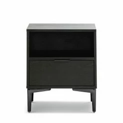 Coupon ❤️ Australia Only - L3 Home Kiara 1 Drawer Dark Charcoal Ashwood Open Shelf Bedside Table 🔥 -L3 Home Sales edaf8f2eb201425dae33a62d057a8ff9