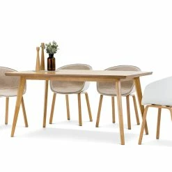 Budget 🥰 Australia Only - L3 Home Bruno 5 Piece Natural Oak Dining Set With Replica Greige Hay Scoop Chairs 🧨