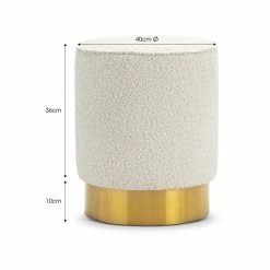 Deals 🌟 Australia Sale - L3 Home Mila Round Bouclé Cream Ottoman Stool With Brushed Gold Base 🤩 -L3 Home Sales f5f26f012ae94db5bb7e388987815744